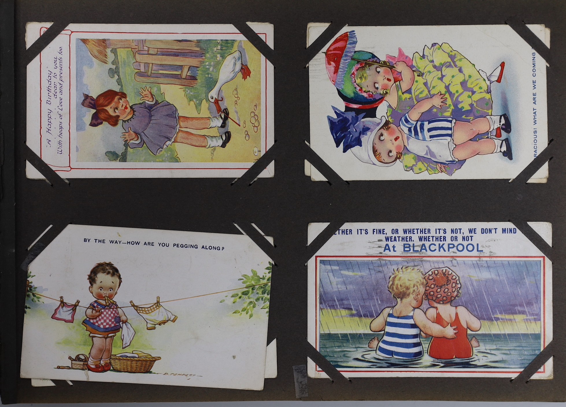 Two postcard albums: early matinee and film stars, topographical scenes and others